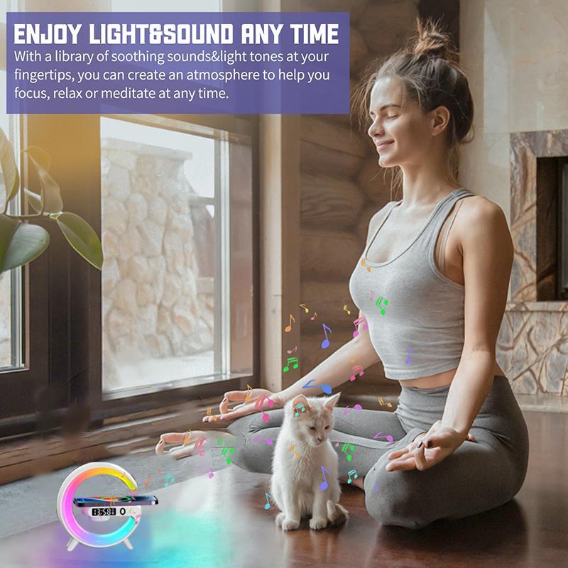 RGB Night Light Lamp Multifunctional Wireless Audio Speaker with Alarm Clock and Rechargeable Speaker - 7